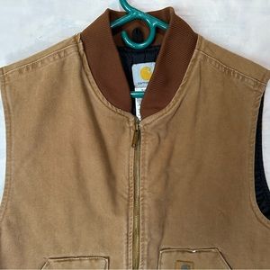 Mens Carhartt Quilt Lined Work Vest Sz XL Brown Outdoors Hunting Camping